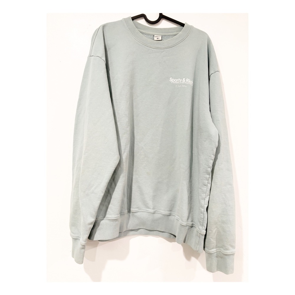 Sporty & Rich Runningโ and Health Club Sweatshirt Sage Green Large LA California